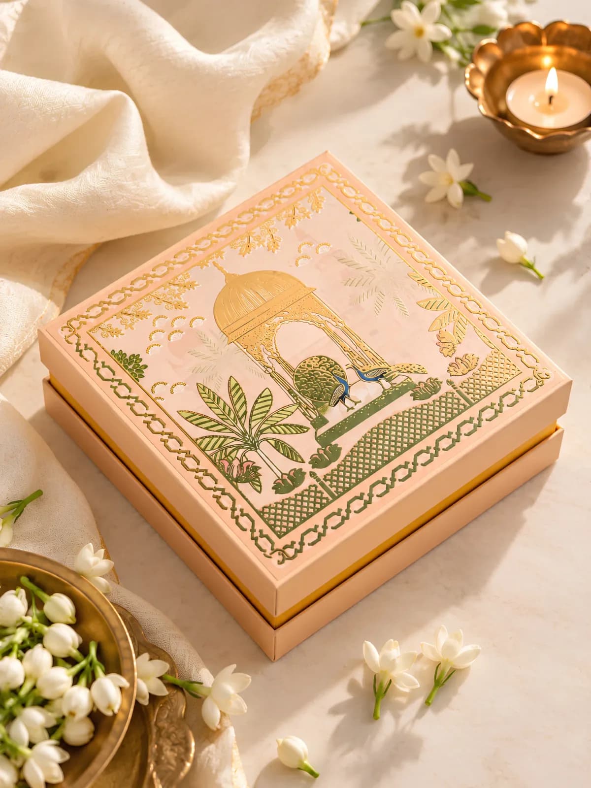 Candy Couture Diwali Box of 3 in a pink and gold illustrated gift box